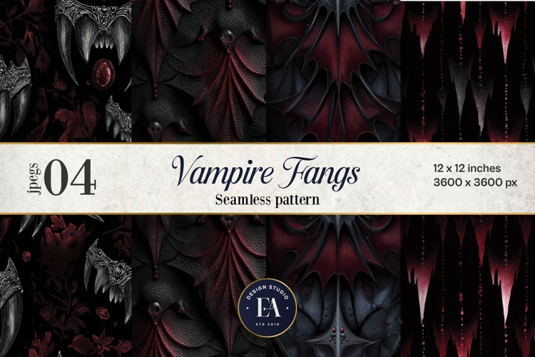 Vampire Fangs Pattern, Dark Gothic Teeth Digital Paper