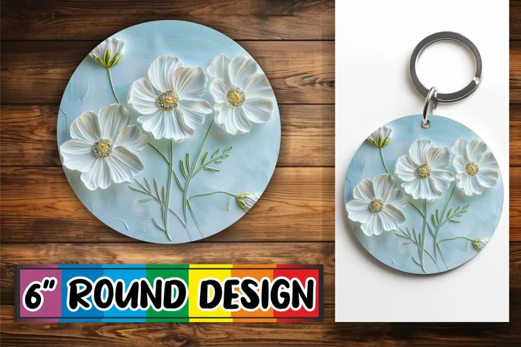 Blossom Elegance: 3D Circle Design Sublimation