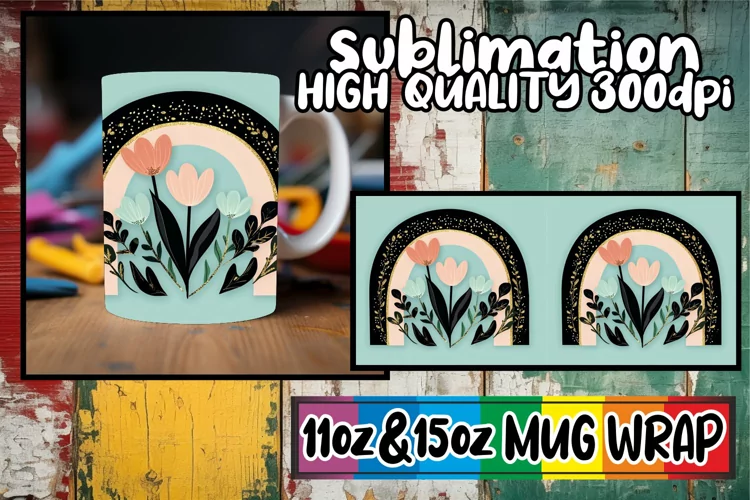 Serene mornings sublimation mug wrap, Flower