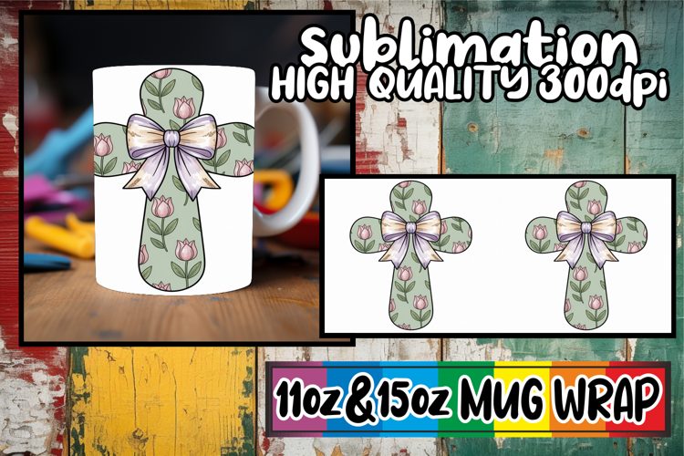 Pure joy 11oz 15oz sublimation wrap, Cross and Bow
