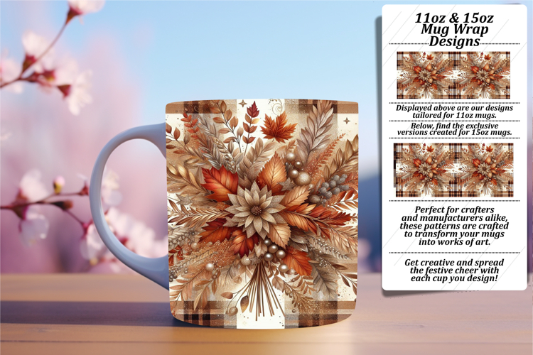 LUSH 15oz PNG Mug Wrap Template , Autumn Flower