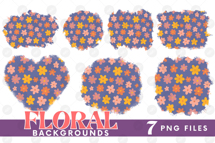 Retro Flowers Background Png Floral Paper Sublimation Bundle
