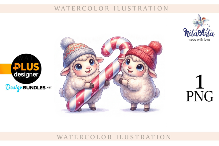 Christmas Sheep in Watercolor Style