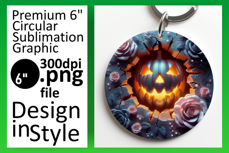 Stylish Circle Design Keychain PNG , 3D Pumpkin