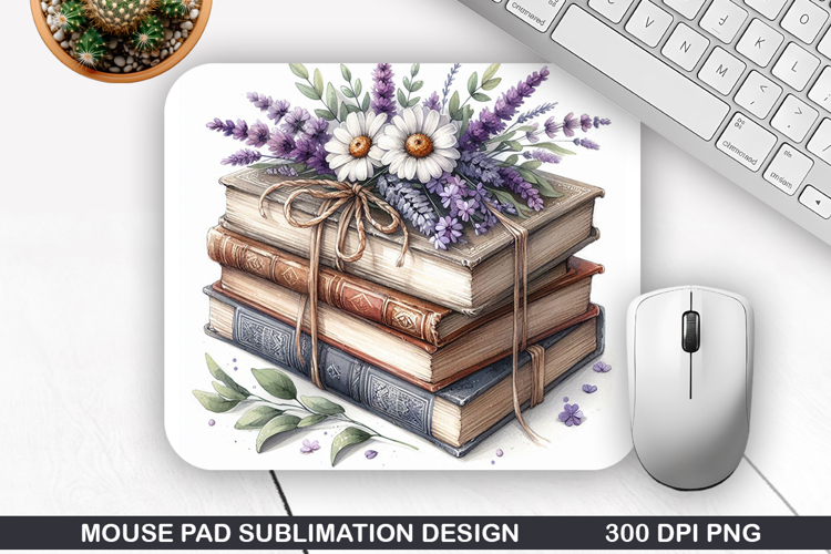 Book Flower Mouse Pad Sublimation, Animals Mouse Pad PNG