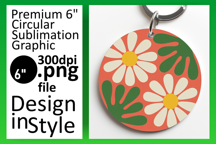 Artful Circle Design Sublimation PNG , Flowers