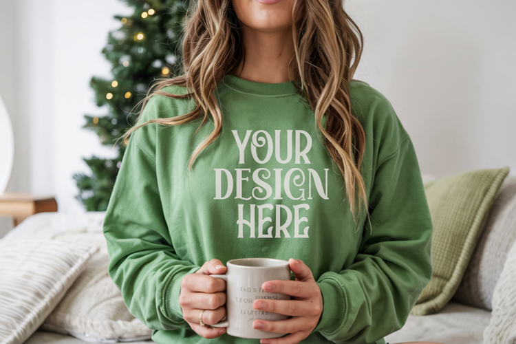 Christmas Gildan 18000 Irish Green Crewneck Sweatshirt Mocku