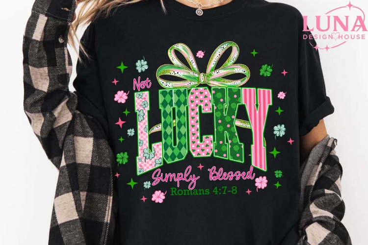 Not Lucky Simply Blessed png Retro Coquette St Patricks Day