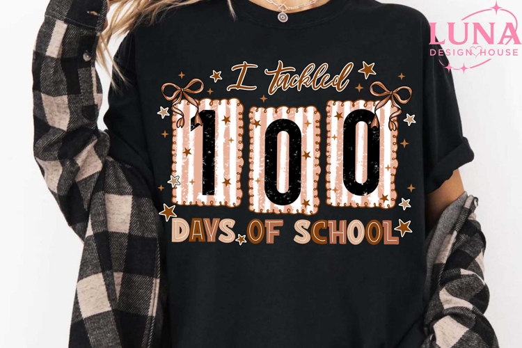 I Tackled 100 Days Of School Png 100 Days of School Football