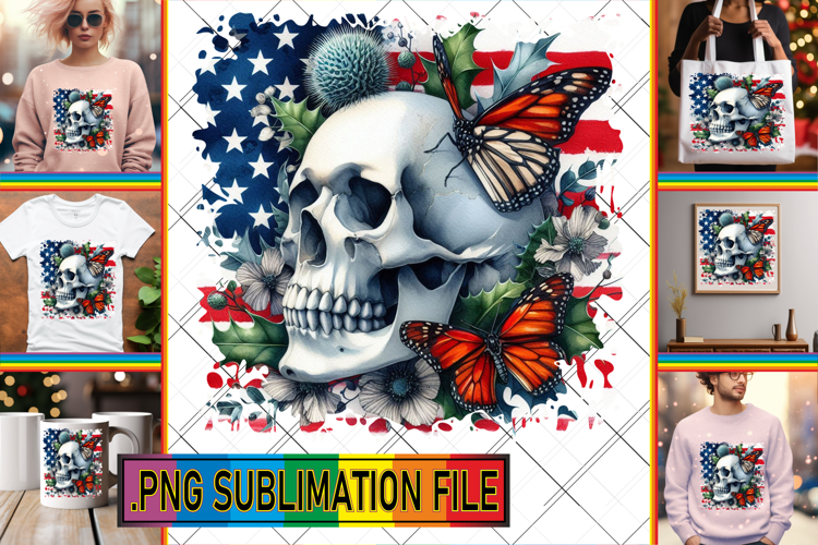 Cheerful PNG TSHIRT Magic, Skull USA