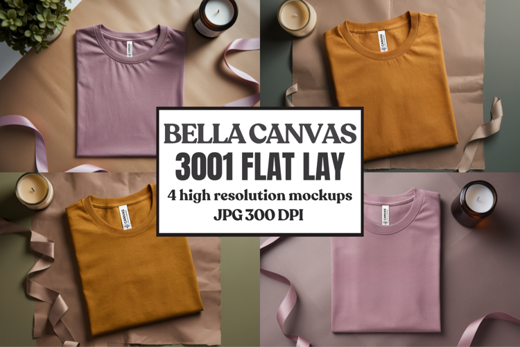 Folded Bella Canvas 3001 Flat Lay T-Shirt mockup