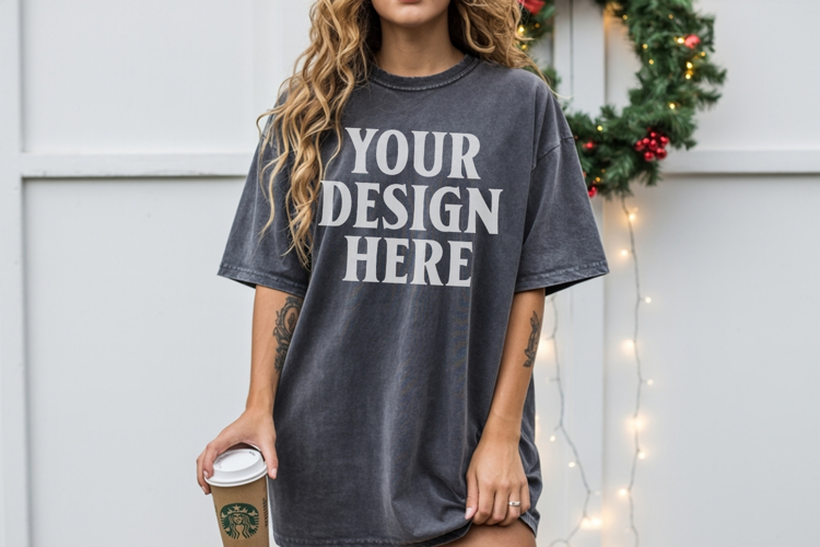 Christmas Comfort Colors 1717 Pepper TShirt Mockup, CC 1717