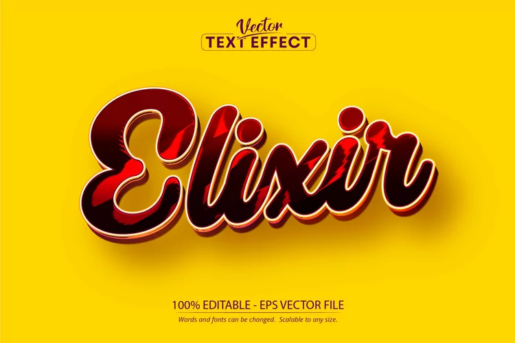 Cartoon text effect, editable elixir text style