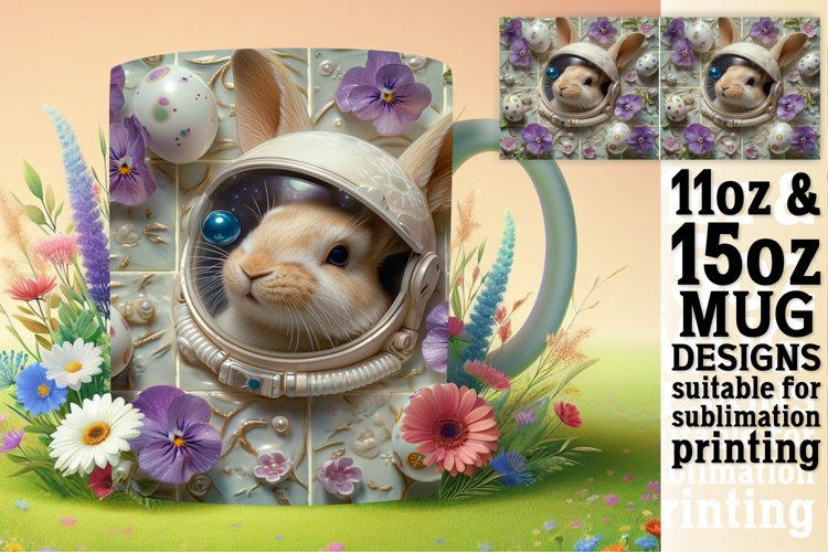 Festive 3D Easter Bunny Mug Sublimation 11oz