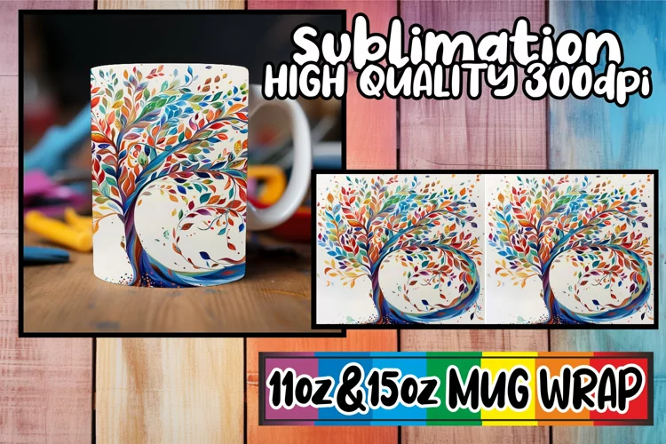 Colorful Tree Tranquility Mug Sublimation Wrap