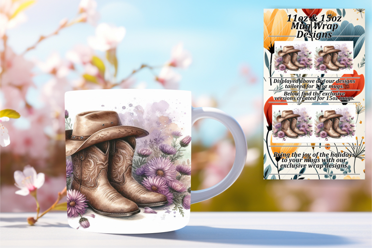 Custom 11oz Mug Wrap Png Artwork , Western