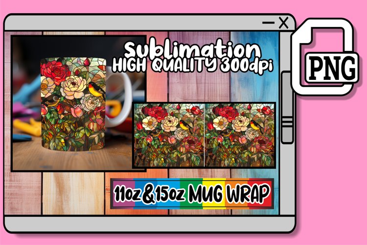 Serene Stained Glass Mug Wrap Impressions 11oz/15oz