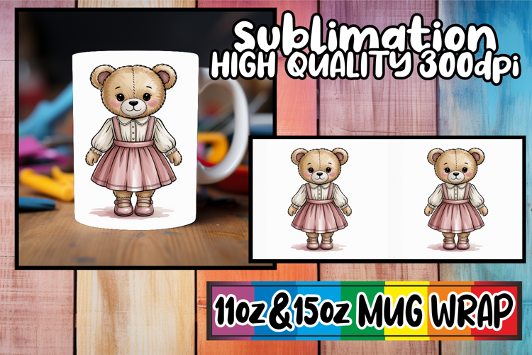 Cozy moments sublimation print wrap, Teddy Bear