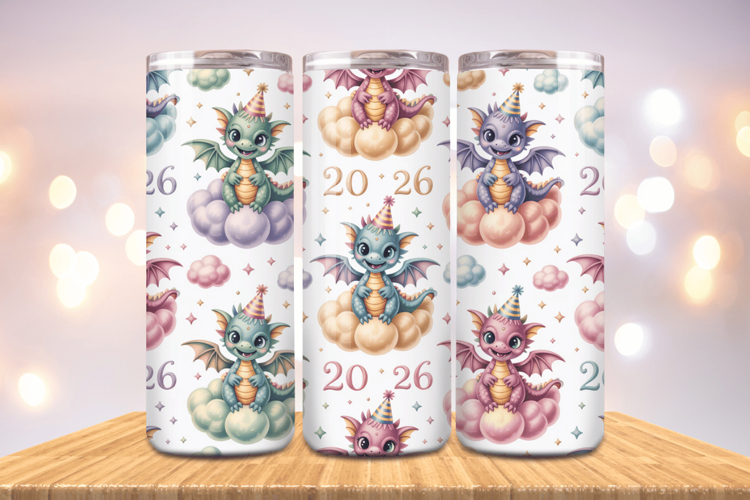 Festive Happy New Year Tumbler Wrap 2026: 20oz Skinny Tumble