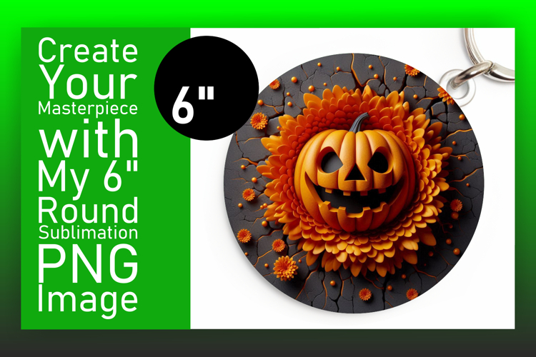 Bright Round Design for Sublimation , 3D Pumpkin