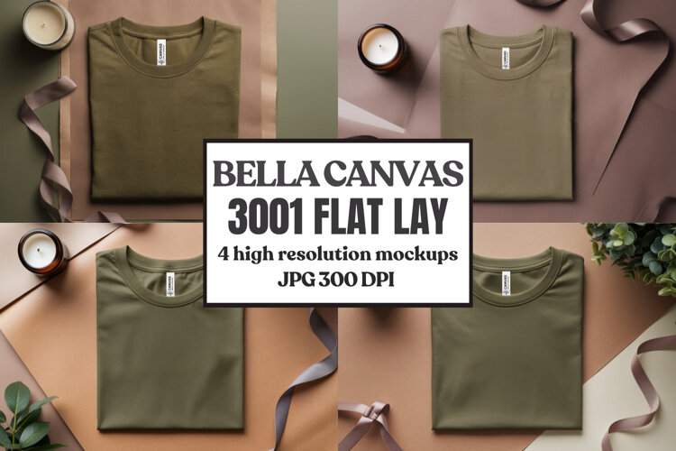 Folded Bella Canvas 3001 Flat Lay T-Shirt mockup example image 1