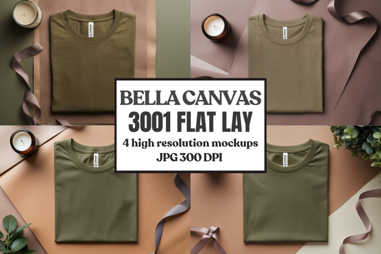Folded Bella Canvas 3001 Flat Lay T-Shirt mockup