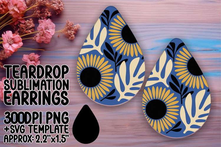 Whimsical Teardrop Earrings Artwork PNG , Flowers