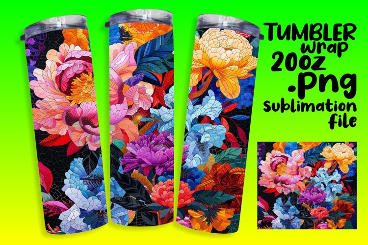 Abstract Embroidered 20oz Tumbler Design