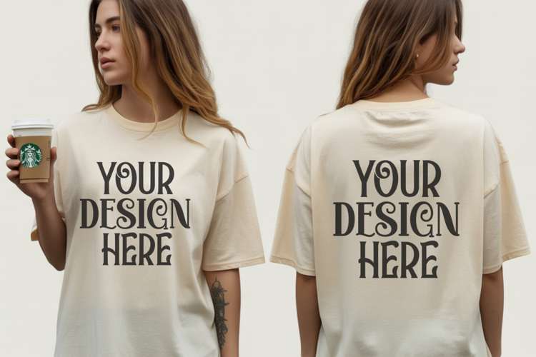 Ivory Comfort Colors 1717 Front & back T shirt Mockup