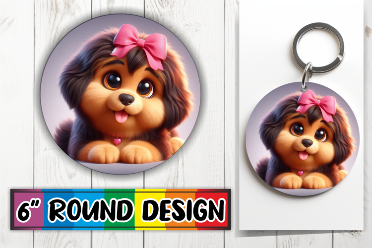 Radiant Round Coaster Design PNG, 3D Dog