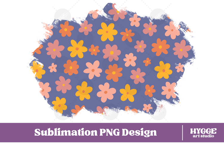 Retro Flowers Background Png Floral Paper Sublimation Splash