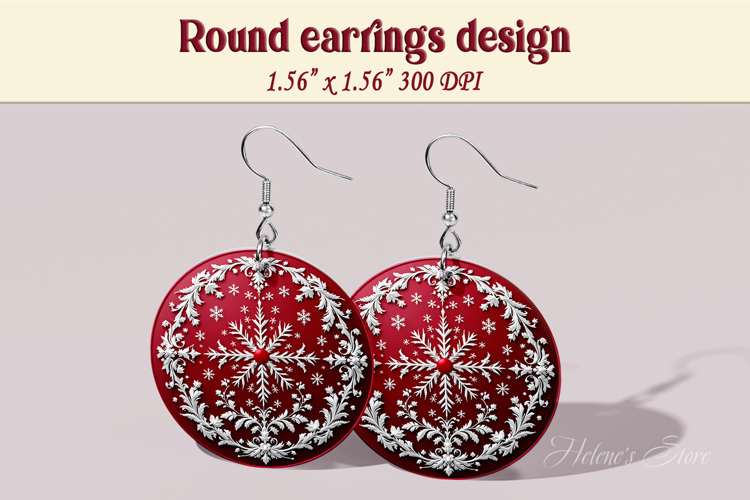 Vintage pattern earrings | Silver Round Earring sublimation