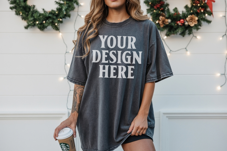 Christmas Comfort Colors 1717 Pepper TShirt Mockup, CC 1717