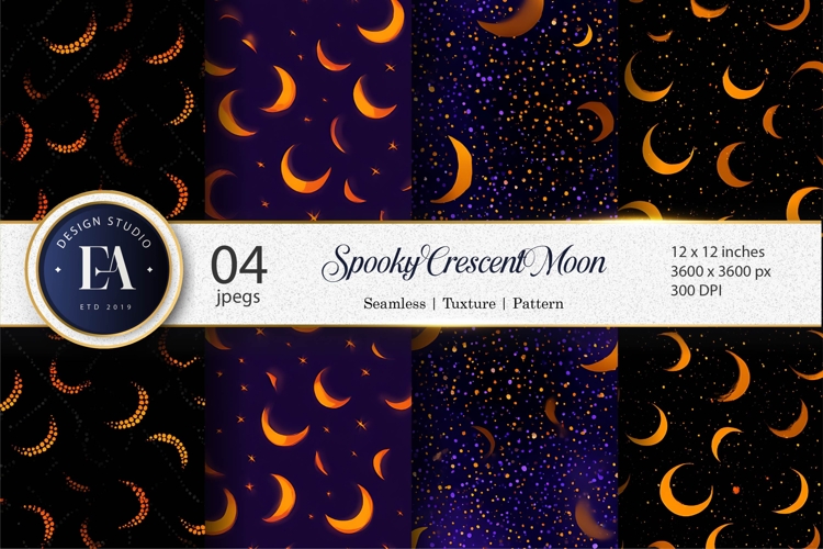 Seamless Spooky Crescent Moon Pattern Digital Paper