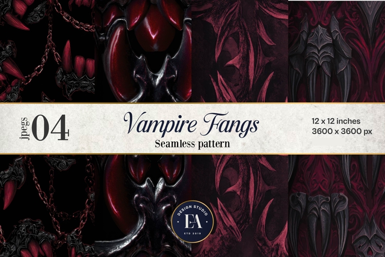 Vampire Fangs Pattern, Dark Gothic Teeth Digital Paper