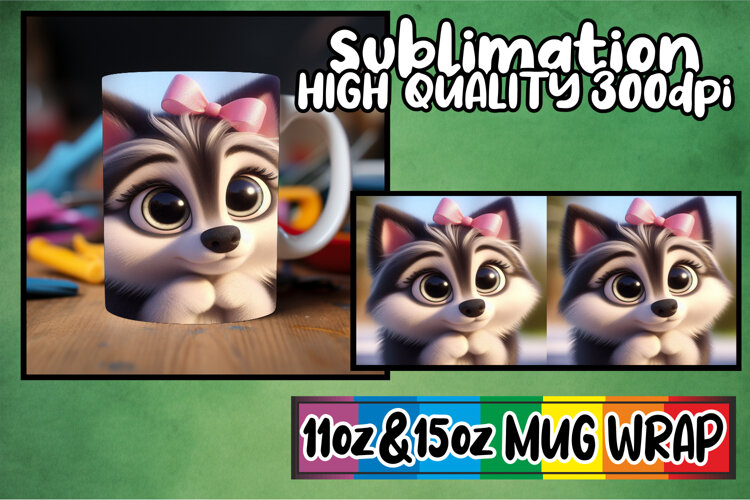 Joyful vibes 11oz 15oz sublimation wrap, 3D Dog example image 1