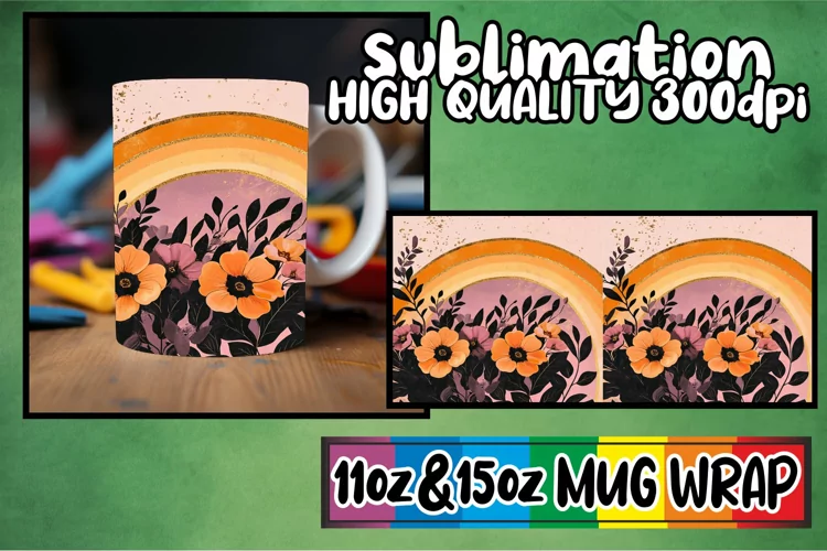 Happy journeys sublimation mug wrap, Flower