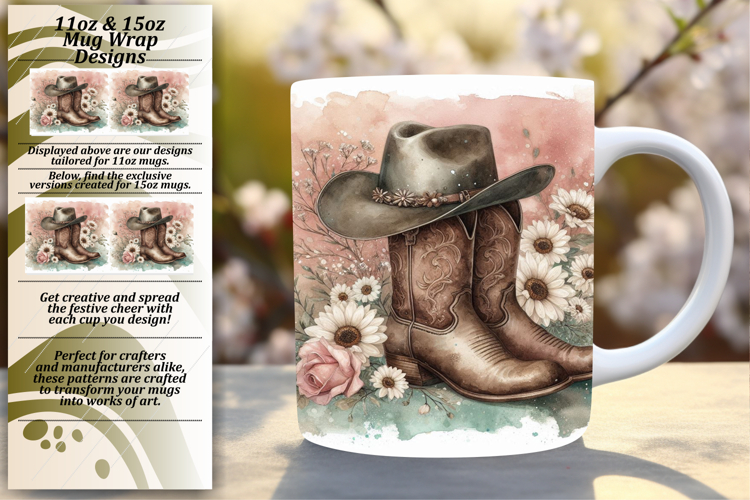Radiant 15oz Mug Wrap Png Design , Western