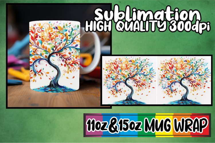 Whimsical Springtime Delight Mug Wrap - Colorful Tree example image 1