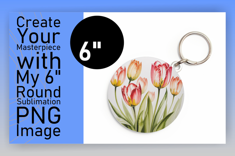 Whimsical Circle PNG Keychain Artwork , Flowers