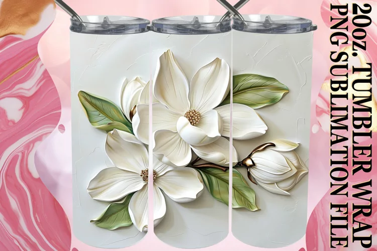 White Blossom Serenity: Sublimation 20oz Tumbler