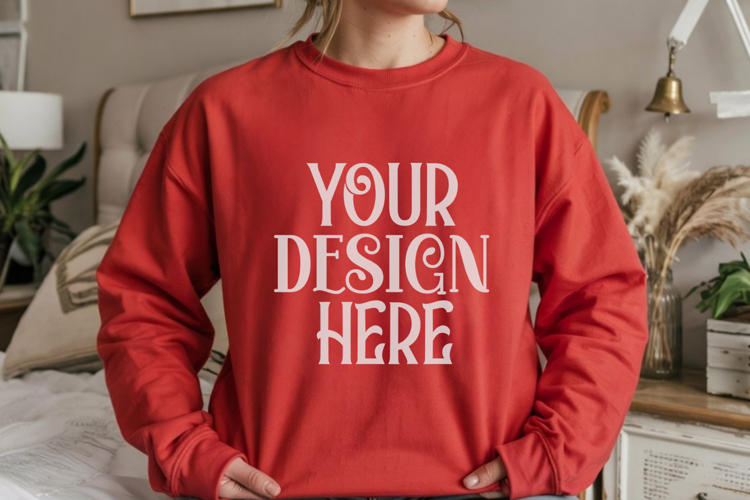 Red Gildan 18000 Sweatshirt Model Mockups