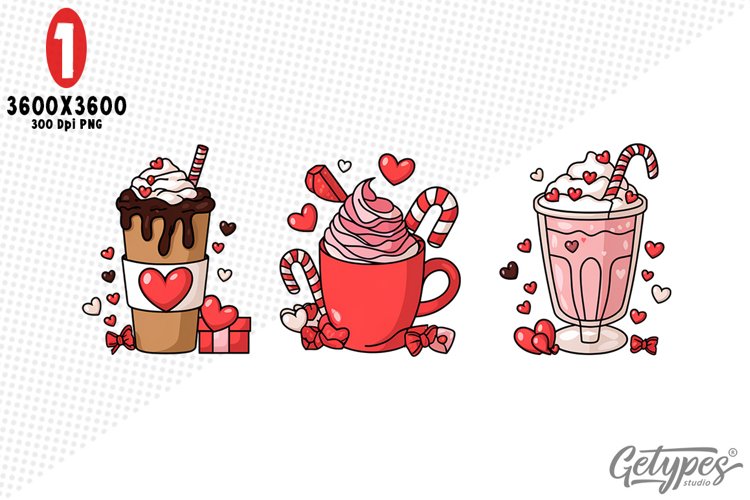 Valentine Coffee Sublimation Clipart - High Quality Design