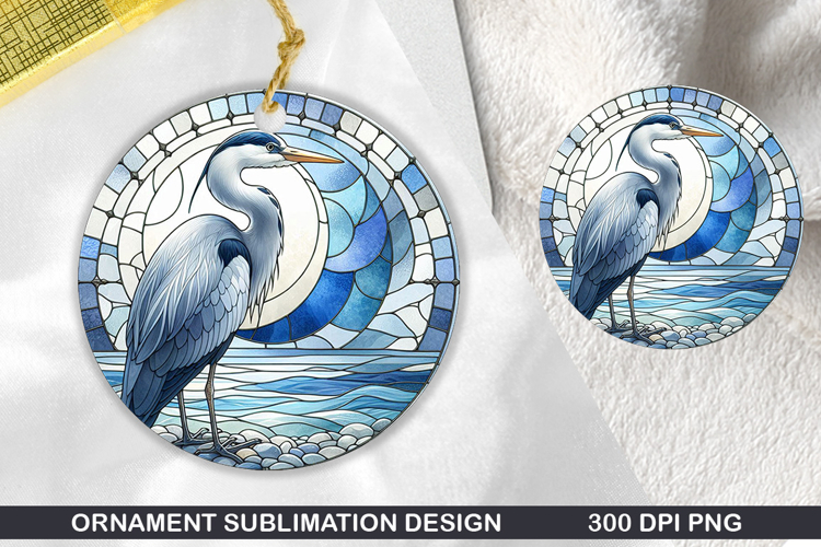Cute Stork Stained Glass Ornament PNG, Digital Download File