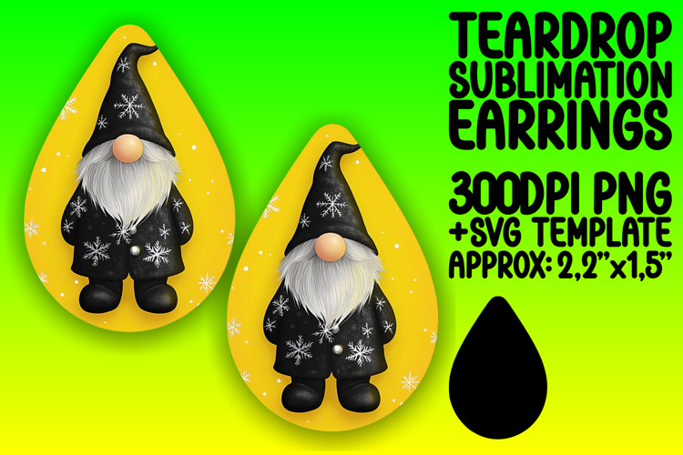 Artful Teardrop Earrings Design Template , Gnome