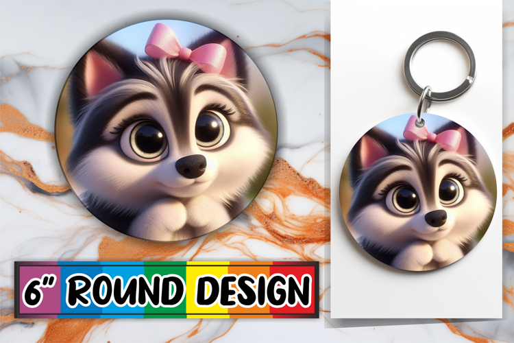 Enchanted Circle Keychain PNG, 3D Dog