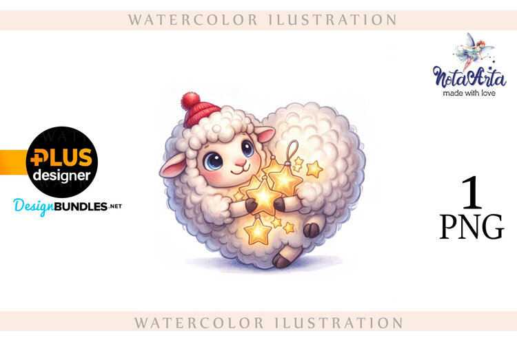 Christmas Sheep in Watercolor Style example image 1