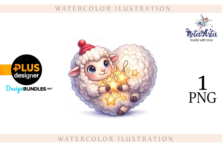 Christmas Sheep in Watercolor Style