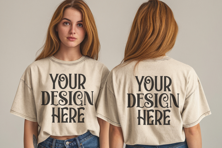Ivory Comfort Colors 1717 Front & back T shirt Mockup