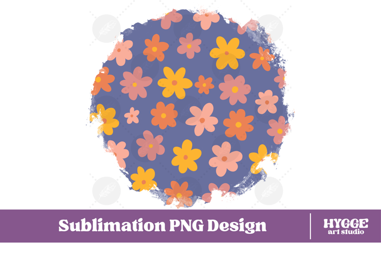 Retro Flowers Background Png Floral Paper Sublimation Splash